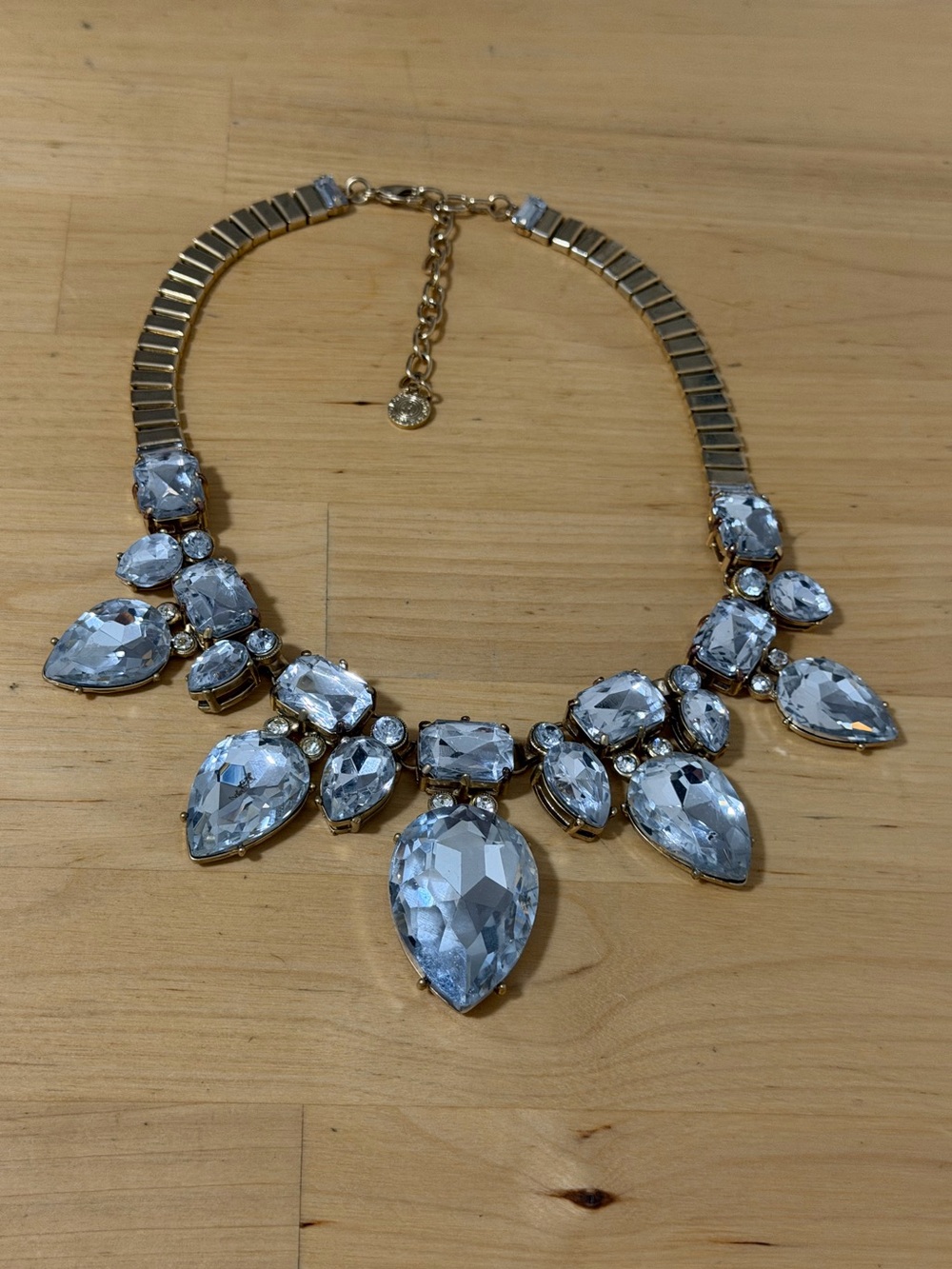 Graziano Gold Tone Chunky Crystal Statement Necklace